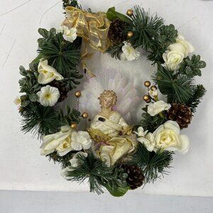 Avon Fiber Optic Angel Christmas Wreath Color Changing Holiday Decoration 2005